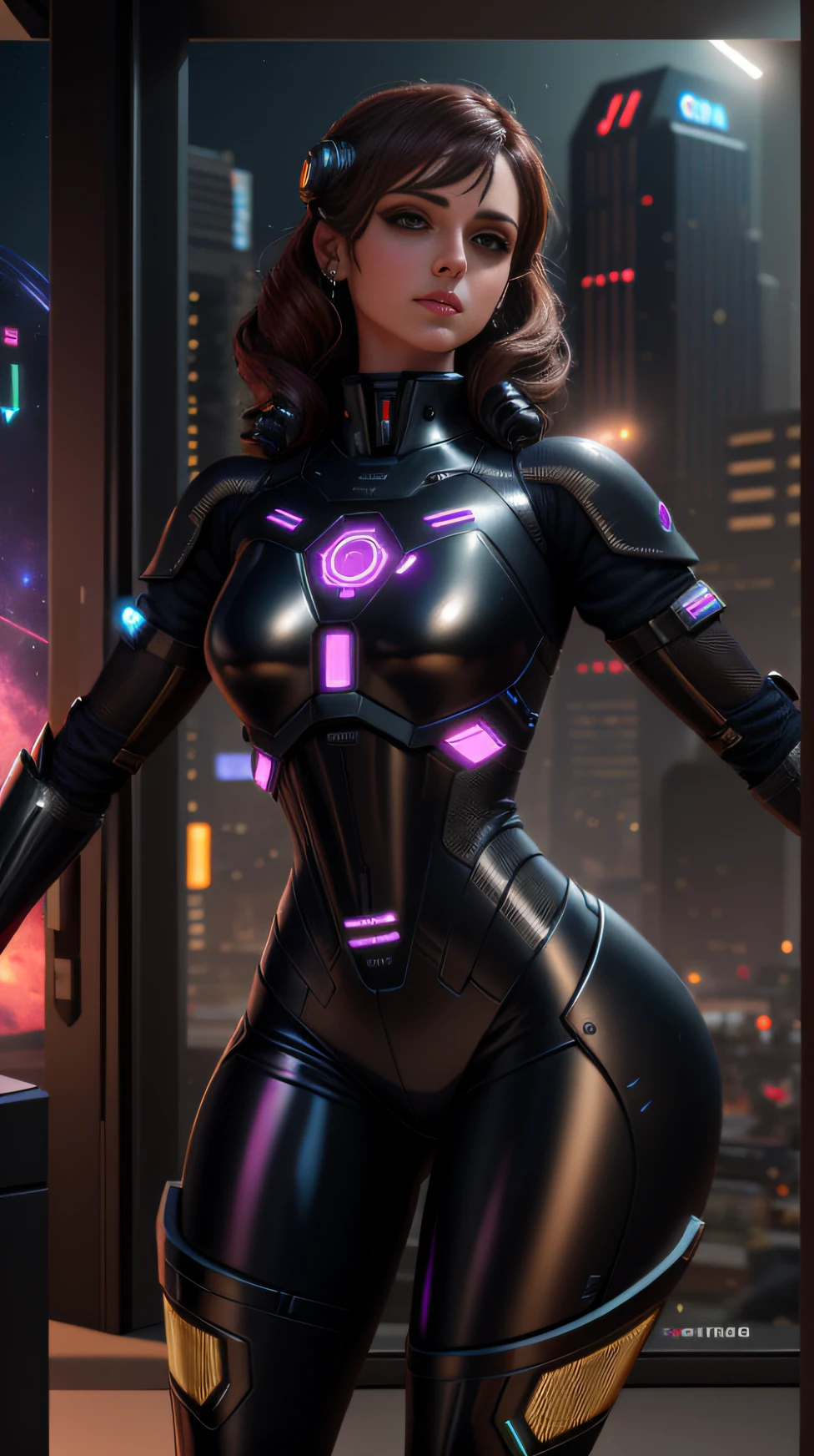 mulher arafed em um terno preto brilhante posando para uma foto, 3 d render arte do caractere 8 k, cybernetic suit, sci fi female character, mulher Scifi, sci - personagem de fi, cybernetic suit, sci-fi android feminino, personagem scifi, diverse cybersuits, scifi character render, sci-fi feminino, Sci - Terno Fi, menina em mecha cyber armor