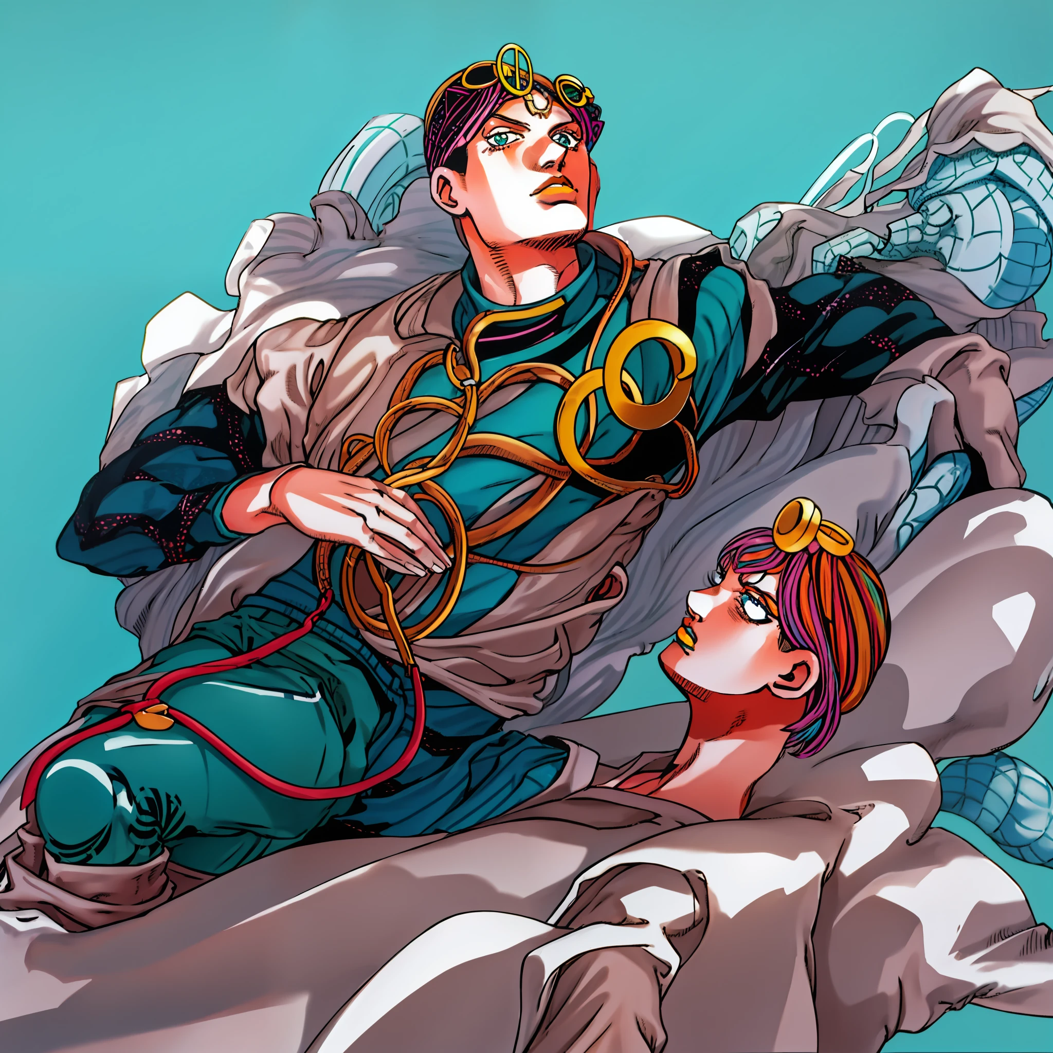 ouro, ((foco apenas)), Closeup, ((Arakistyle)) ((vestir)), usando terno preto, mid hair, Homem, split lips, Posando, Johan Liebert, Keicho Nijimura, Jojo:0.9, illustration, arte linear, bold coloration, obra-prima, Manga art, melhor qualidade, digitisation, tons de cor, illustration, anime, Simple coloring, fundo preto plano,