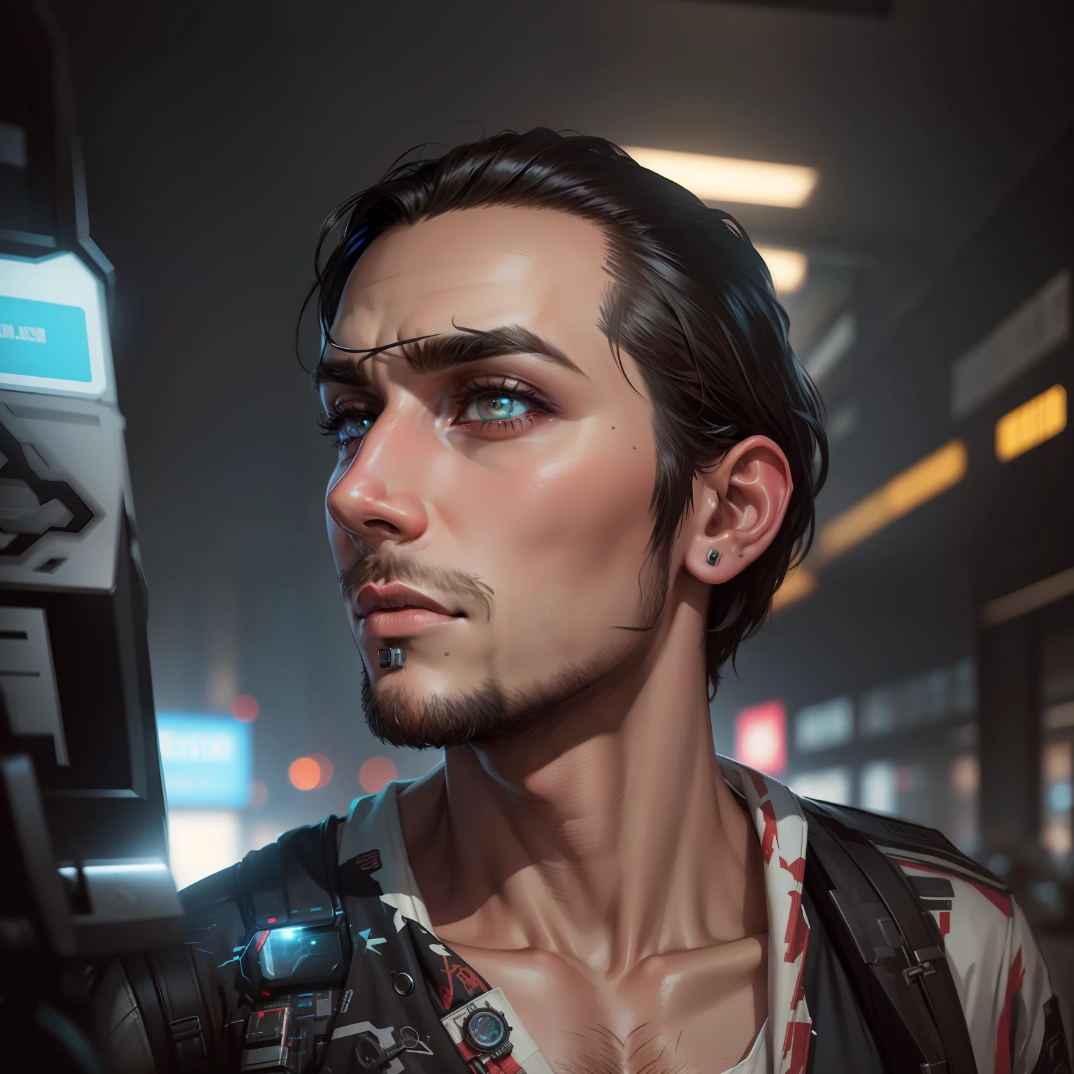 Change background cyberpunk handsome boy, Realistic  face, 8k, ultra realistic