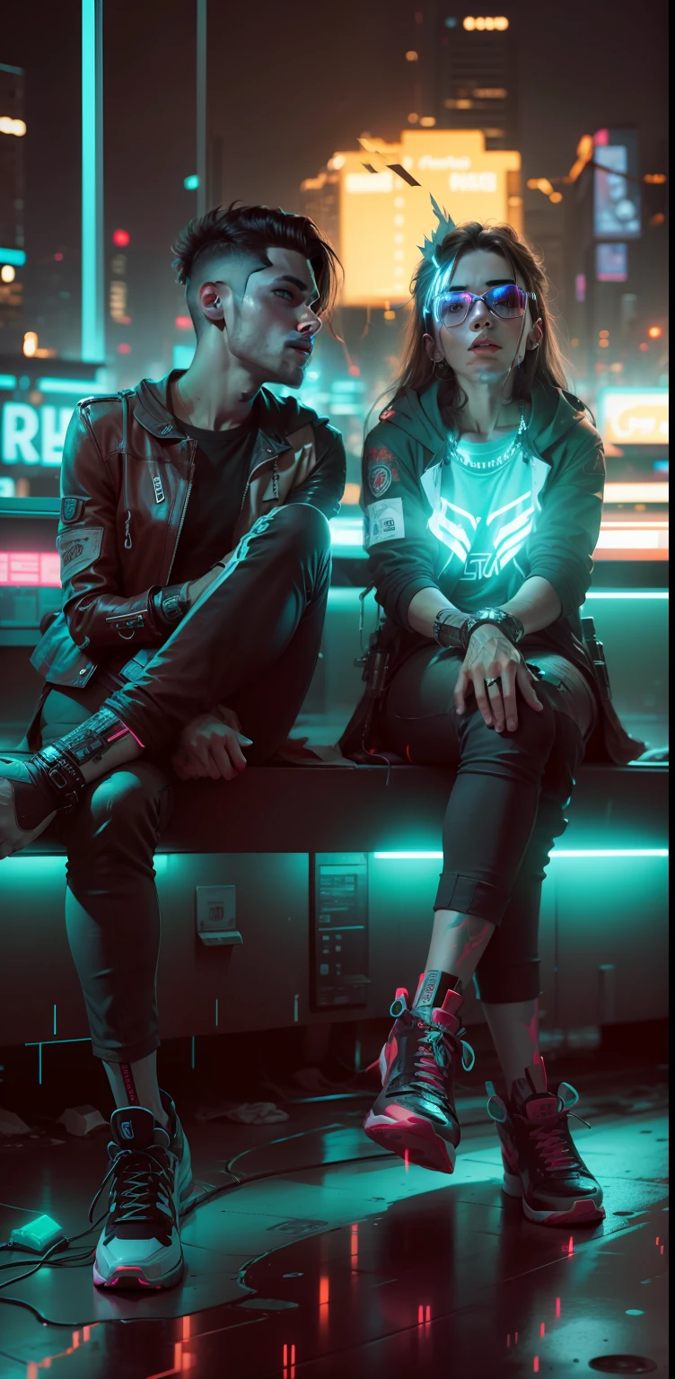 Neon background, cyberpunk, handsome boy, realistic face, 8k, ultra 8k realistic, beautiful girl