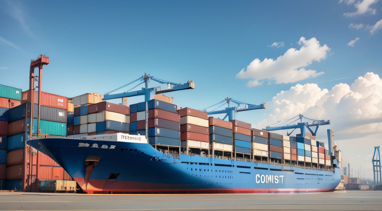 port import and export import container terminal container yard cargo luggage background scenery open day blue sky outdoor