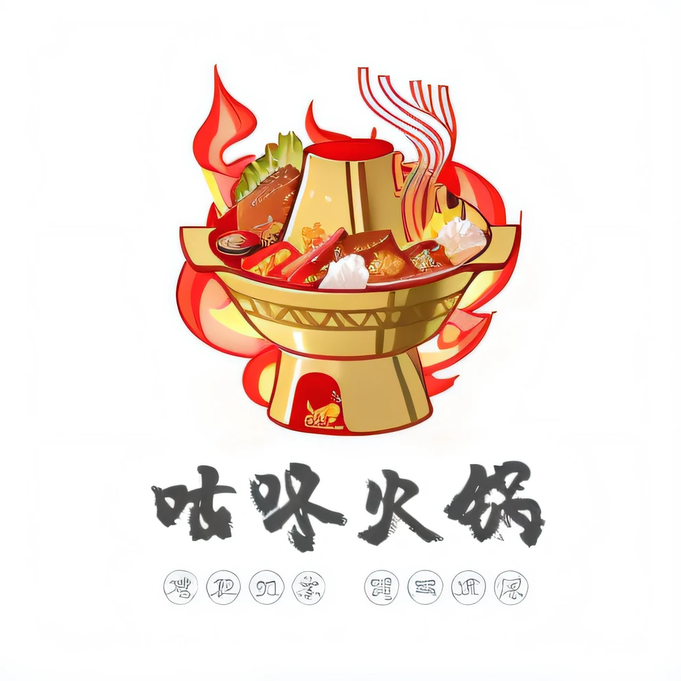 There is a Chinese food sign with a bowl of food, Wang Chen, delicacy, Japanese text attached, mapo tofu cartoon, Middle metaverse, hot food, sichuan, daoshu, warm and joyful atmosphere, very tasty, exciting illustration, 中 国 鬼 节, image