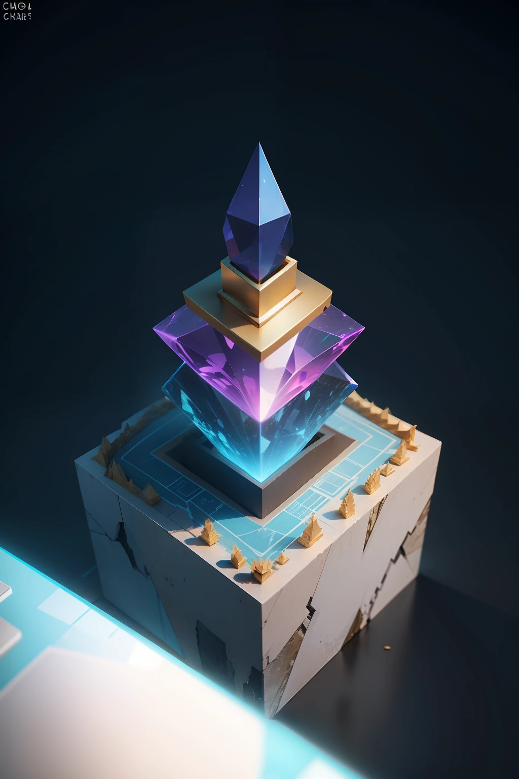 Clash Royale，C4D style，diamonds，城市，45 degrees from above