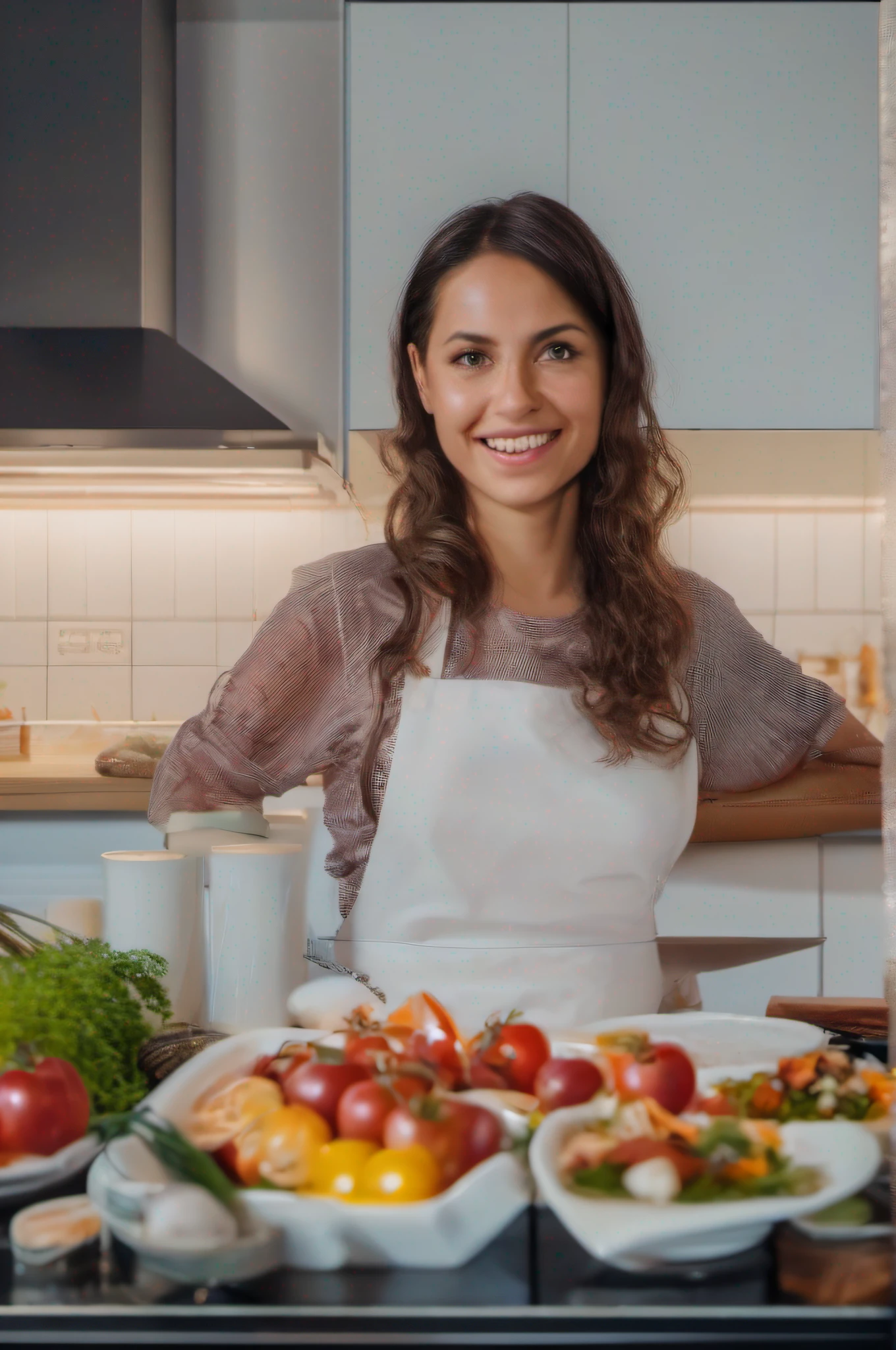 crie mulheres cozinhando carnes brancas 8k, uhd, severe low lighting, alta qualidade, foco nitido, fujifilm XT3