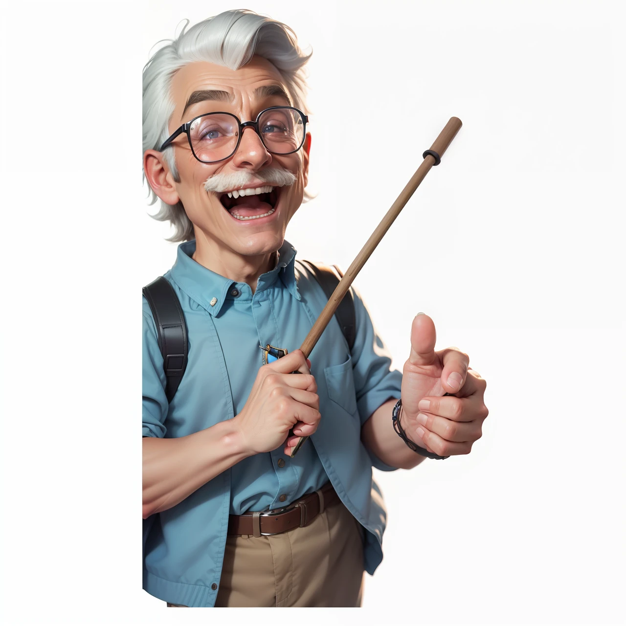 imagem rosto realista, jovem professor, Young teacher with stick in hand,detalhado, real, Feliz, Homem, professor de oculos, Teacher with a teaching wand in hand,Pixar, Disney, auta qualidade,estilo Disney-Pixar 3D, Motor irreal, circunstanciado, Ultra High Definition, 8k, - -q 1 - -v 4