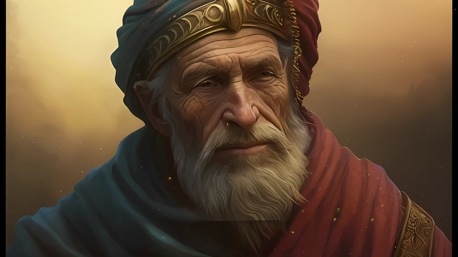 pintura de um homem com barba e turbante, Wise old man, por Altoon Sultan, portrait of bedouin d&d, old man, Melhor no WLOP, um velho, retrato de alta qualidade, um velho, retrato de arte conceito de fantasia, Wojtek FUS, Beeple e Jean Giraud, personagem de fantasia hiperdetalhado, senior concept artist