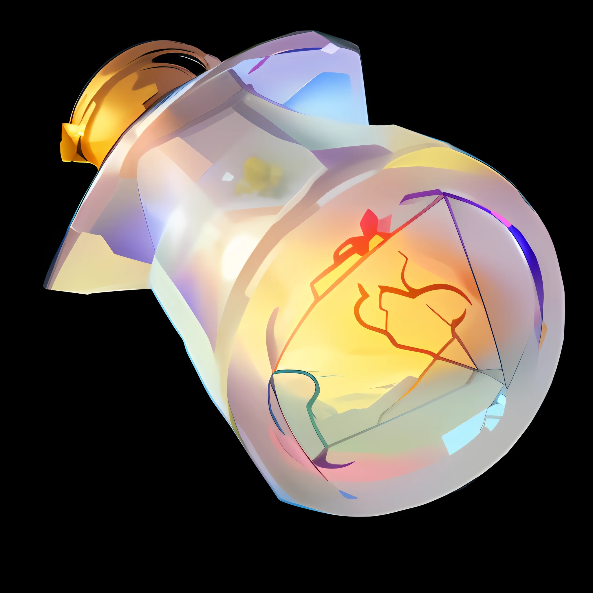 A game icon,Beautiful crystal glass bottle,Inside there are colorful clouds rolling,style of anime,The tones are pastel