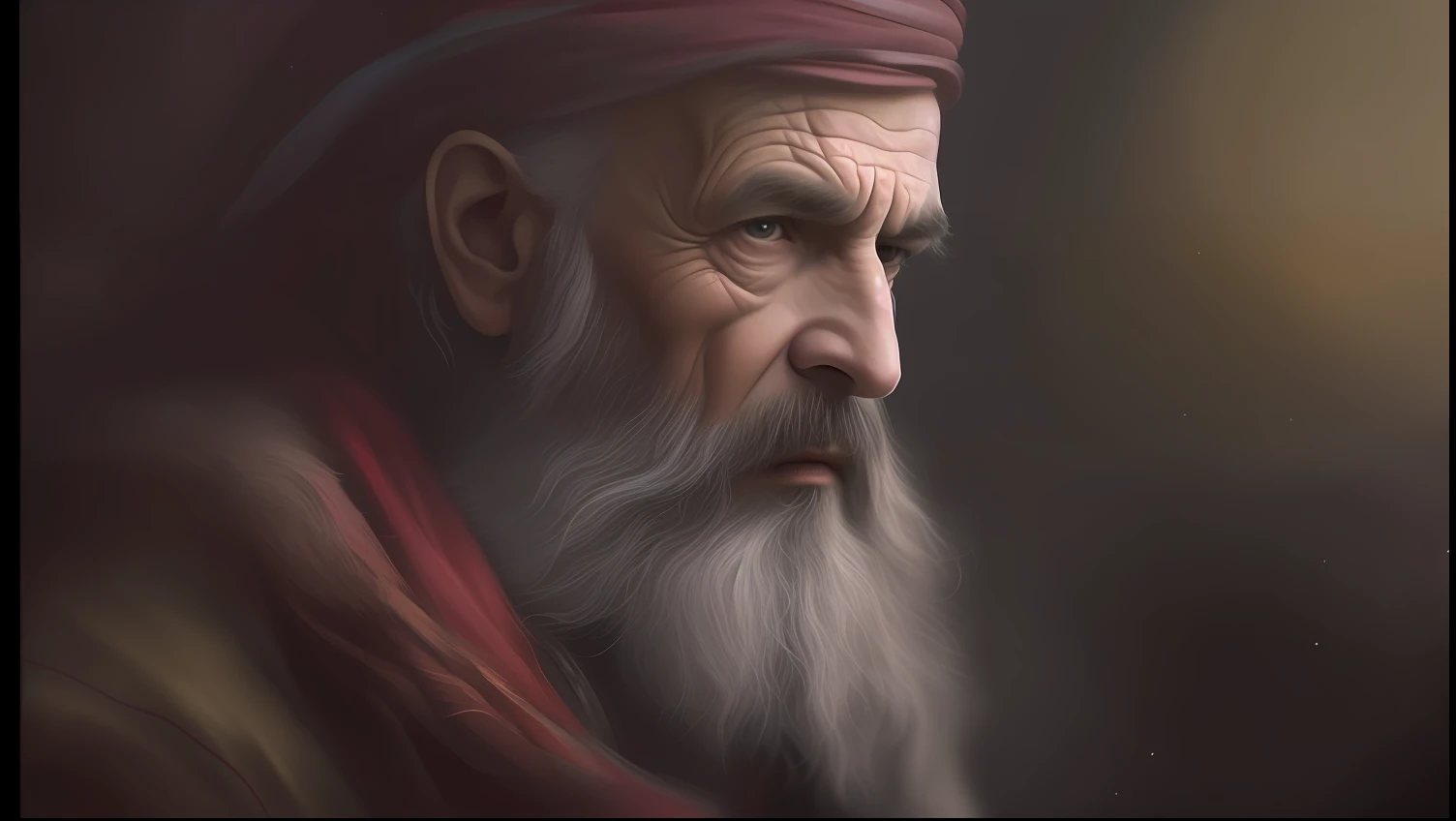 A closeup of a man with a beard and red scarf, por Altoon Sultan, portrait of bedouin d&d, pintura de personagem bonita, arte de personagem impressionante, arte conceitual ultra realista, pintura digital realista, Cinematic realistic portrait, arte conceitual realista do personagem, retrato de arte conceito de fantasia, retrato da arte do conceito do personagem, pintura de personagens, retrato ultra detalhado, retrato da arte do personagem