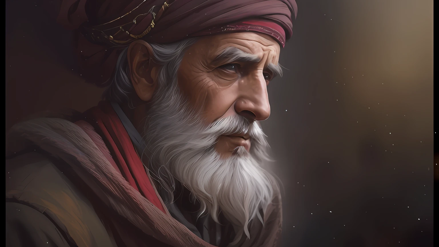 Painting of a man with beard and crown on his head, pintura detalhada 4K, portrait of bedouin d&d, pintura de personagem bonita, por Altoon Sultan, Wise old man, retrato do homem velho, Pintura 4K detalhada, um velho, 8k arte detalhada de alta qualidade, Arte digital realista 4K, Arte digital realista 4K