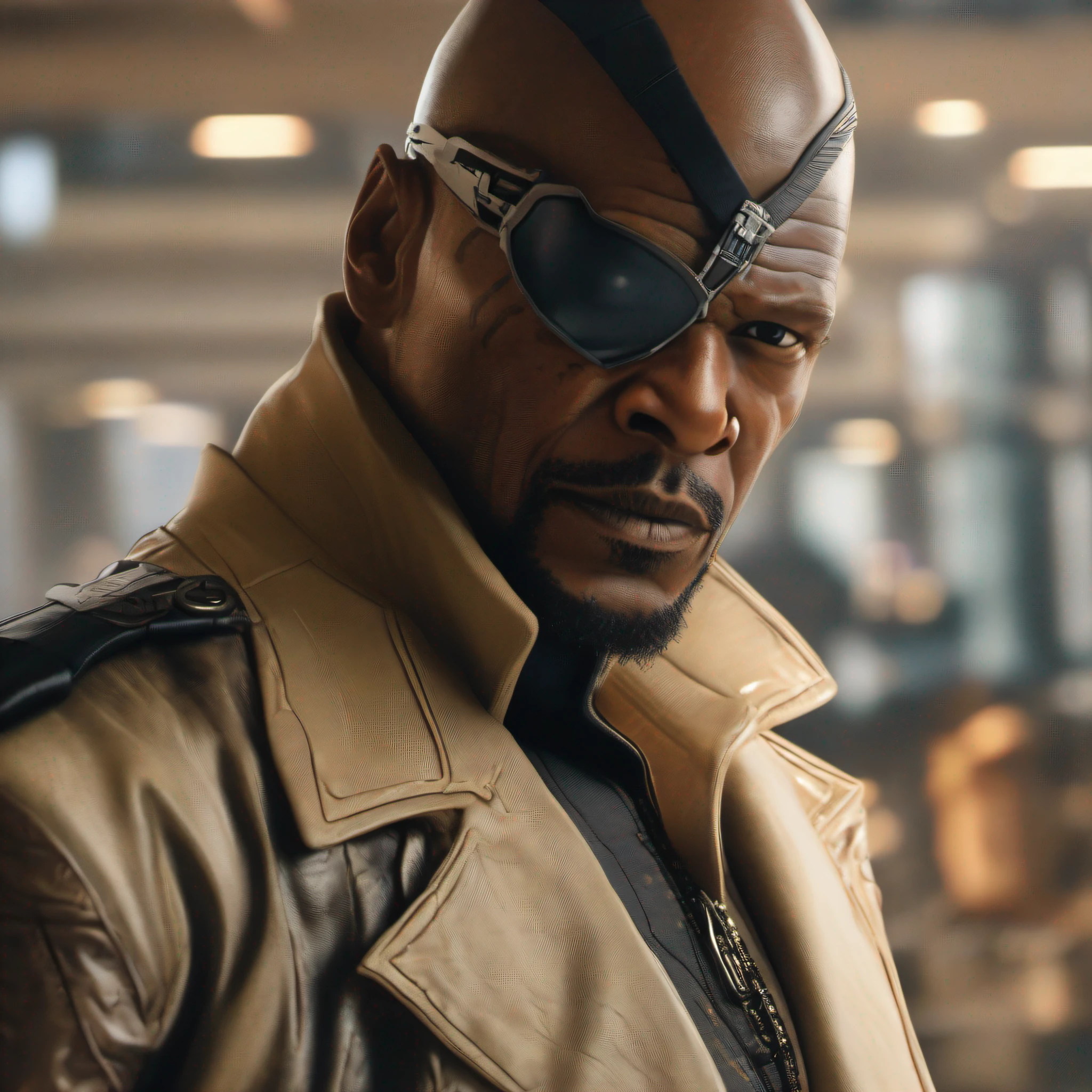 a portrait of Nick Fury , intrinsic details, masterpiece, hyper realistic , hd , 8k
