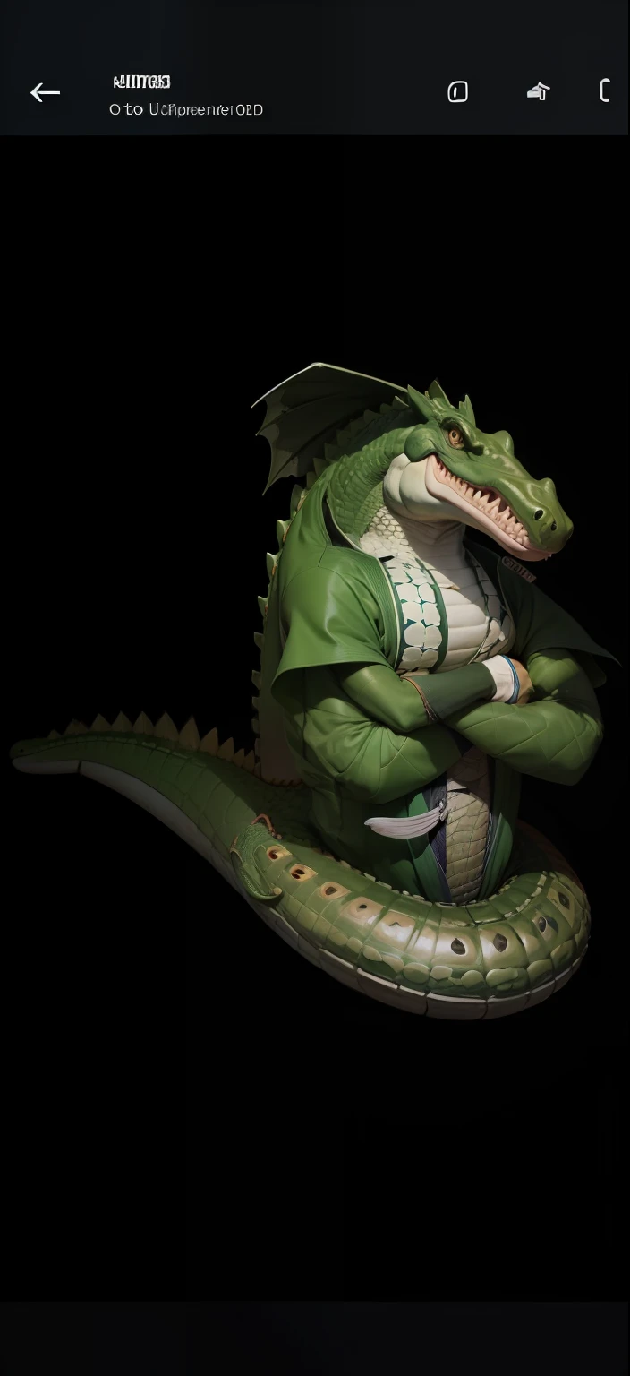 Eu preciso que esse crocodilo da imagem esteja de kimono de Jiu-jitsu
