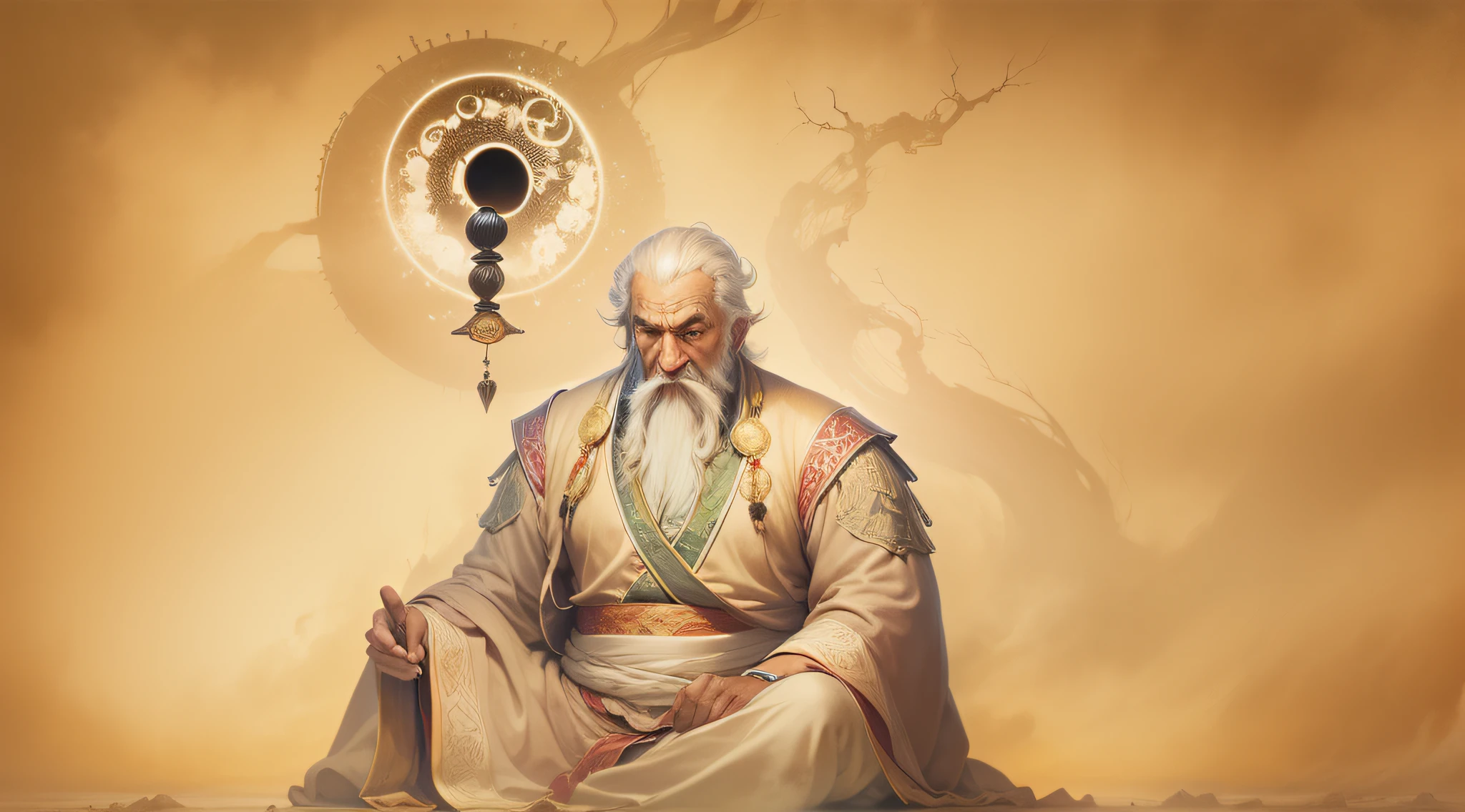 Taoism, homem mais velho, wise, barbudo, monge