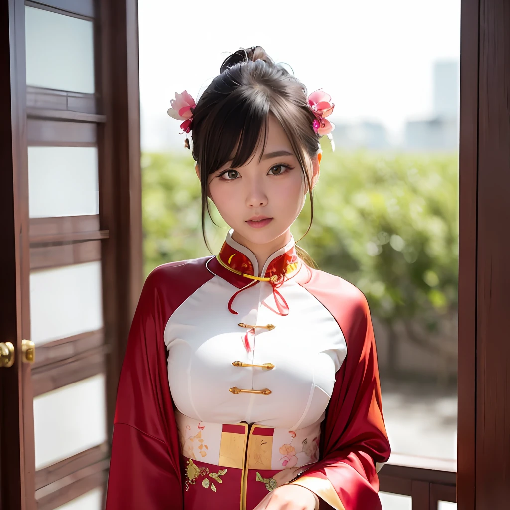 A white silk girl in Chinese costume