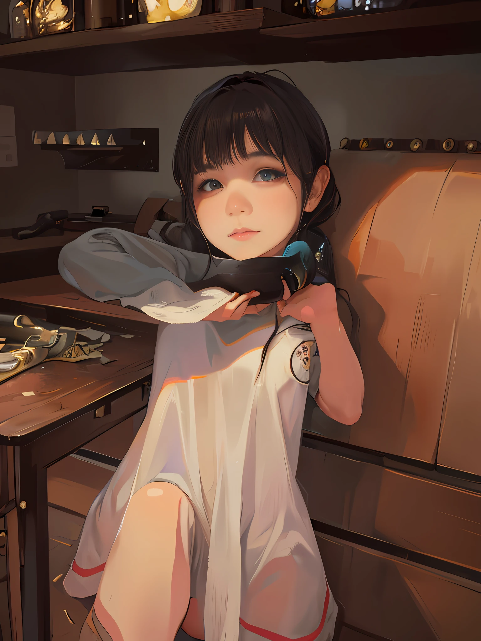 animemanga girl,Sit at the table with a hair dryer in hand, Guviz-style artwork, Guviz, Guweiz in Pixiv ArtStation, Guweiz on ArtStation Pixiv, drawn in anime painter studio, made with anime painter studio, Artgerm and Atey Ghailan, Ilya Kuvshinov. 4 k''