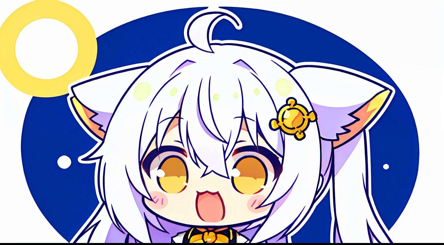 Chibi、Mini、white  hair、Twin-tailed、yellow  eyes、icons、cute little、​masterpiece、Top image quality、top-quality