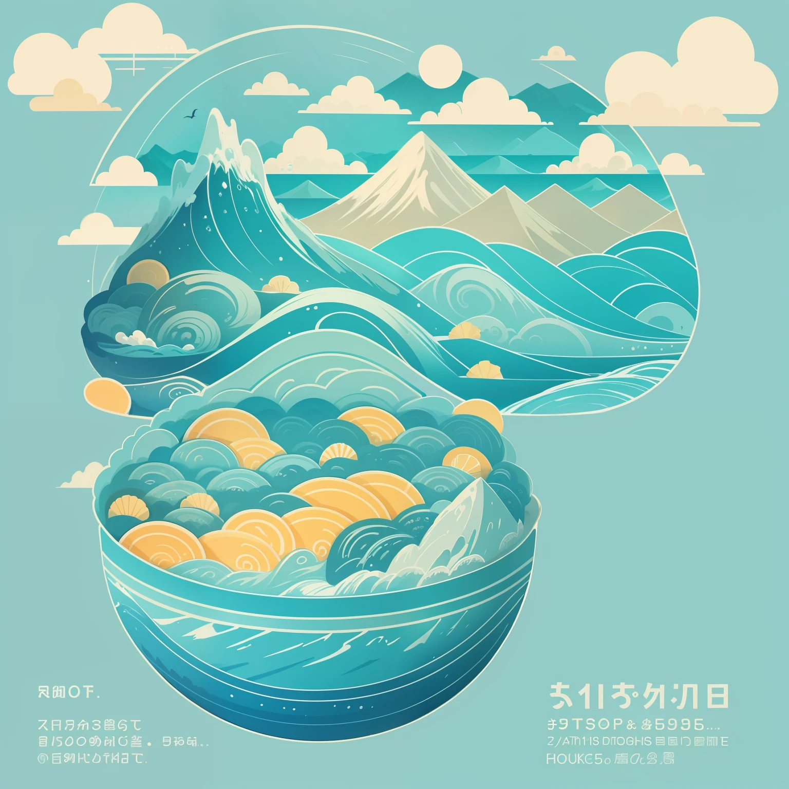 The bowl contains mountains and sea,National tide wind