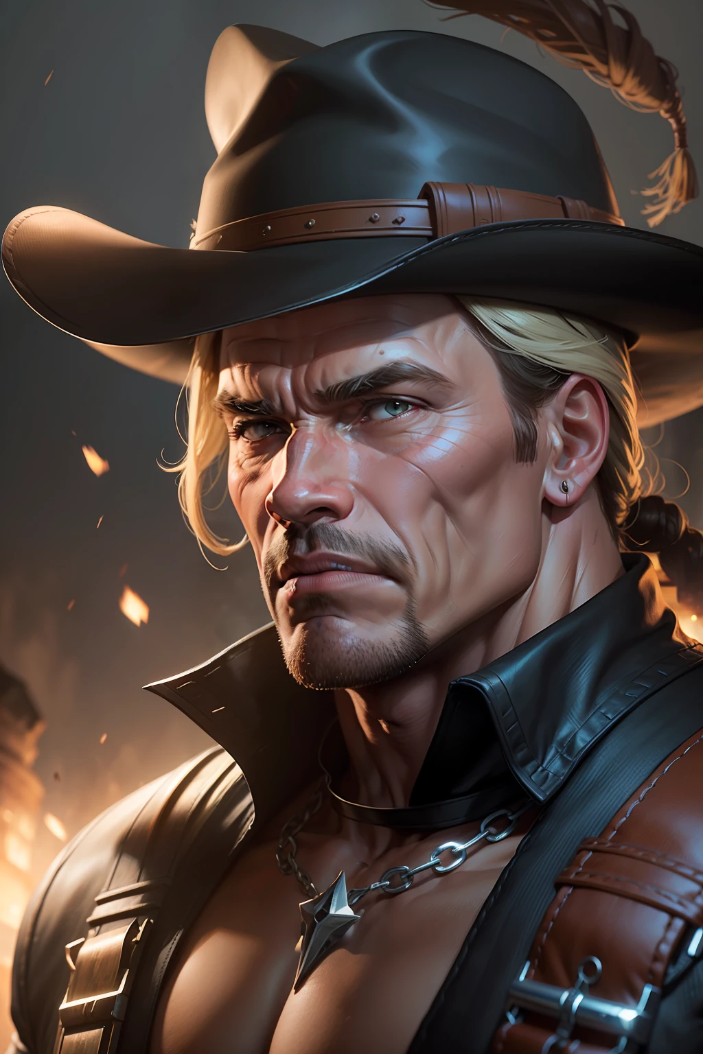 Arnold Schwarzenegger Gaucho da fronteira, detalhes intrincados, perfect features, Dramatic, Cinematic lighting, Highlight lighting, SSAA, smooth rendering, no noise --testp --ar 2:3 --video --no lazy prompts, 360 view