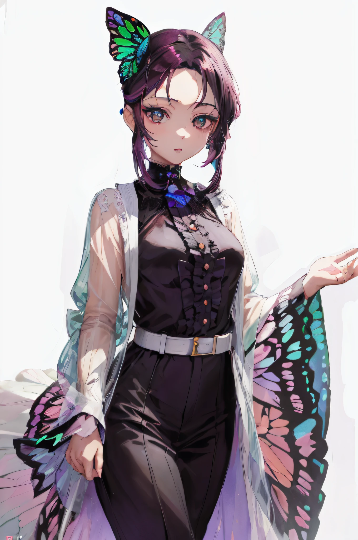 Black costume for butterfly headdress, Guviz-style artwork, highly detailed exquisite fanart, Detailed fanart, Guviz, Guweiz in Pixiv ArtStation, made with anime painter studio, anime styled digital art, anime moe art style, 8K high quality detailed art, Detailed digital anime art, High Quality Anime Art Style