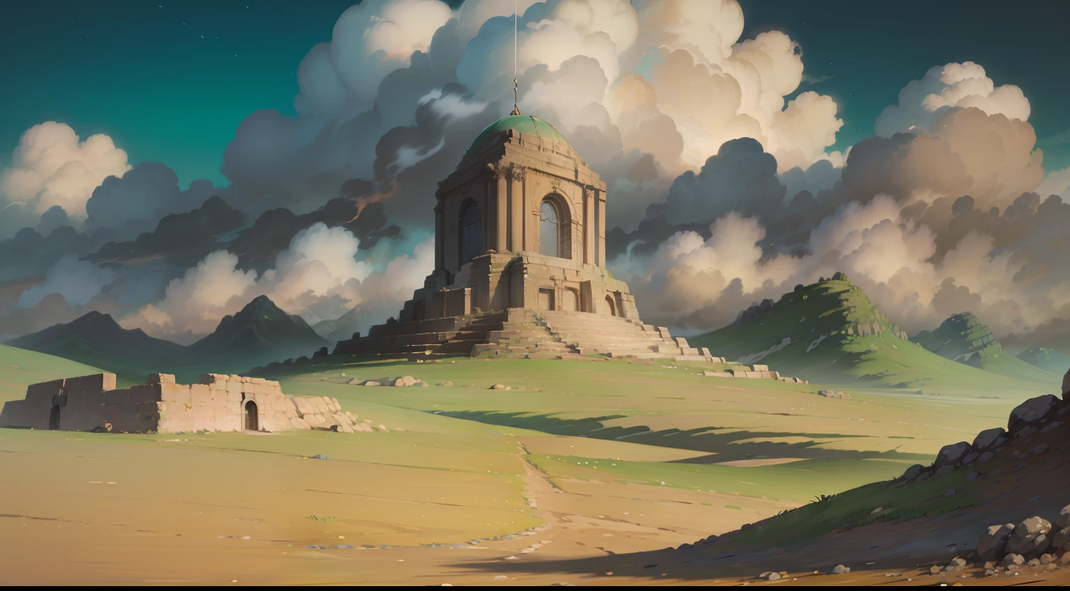 Create a high-resolution movie landscape like Great Empire of Axum to the Empire of Ethiopia, fotorrealista, Sf, obra-prima de arte intrincada, agourento, cartaz de filme de pintura fosca, proportion Aurea, trending in cgsociety, intrincado, epics, trending on ArtStation, por artgerm, h. r. Giger e Beksinski, altamente detalhado, vibrante, production cinematic character render, ultra high quality model