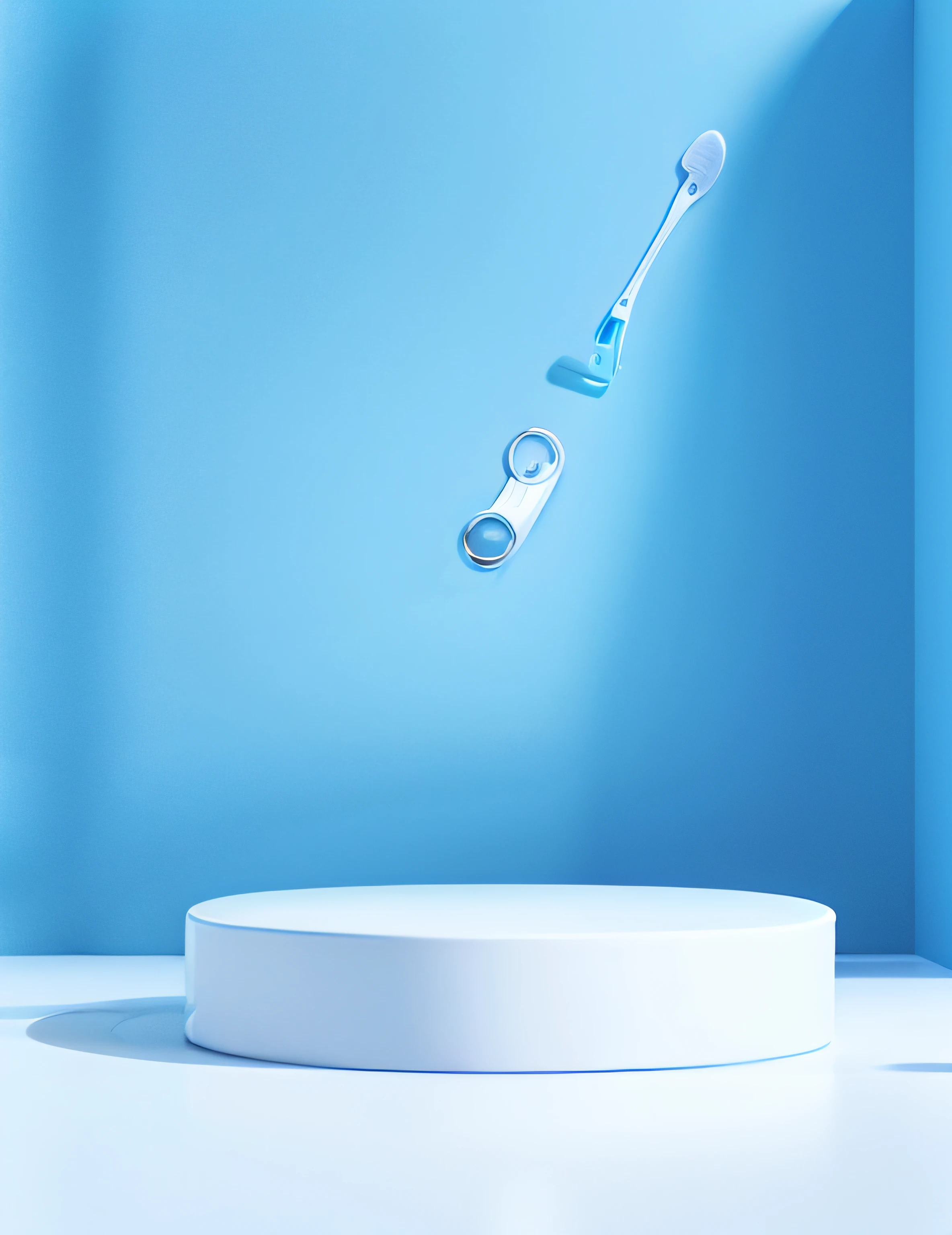 tmasterpiece,Best quality at best,photorealestic,still-life,No Man,photore,white plastic,white base,toothbrush,White table,White ring background,Bright lighting