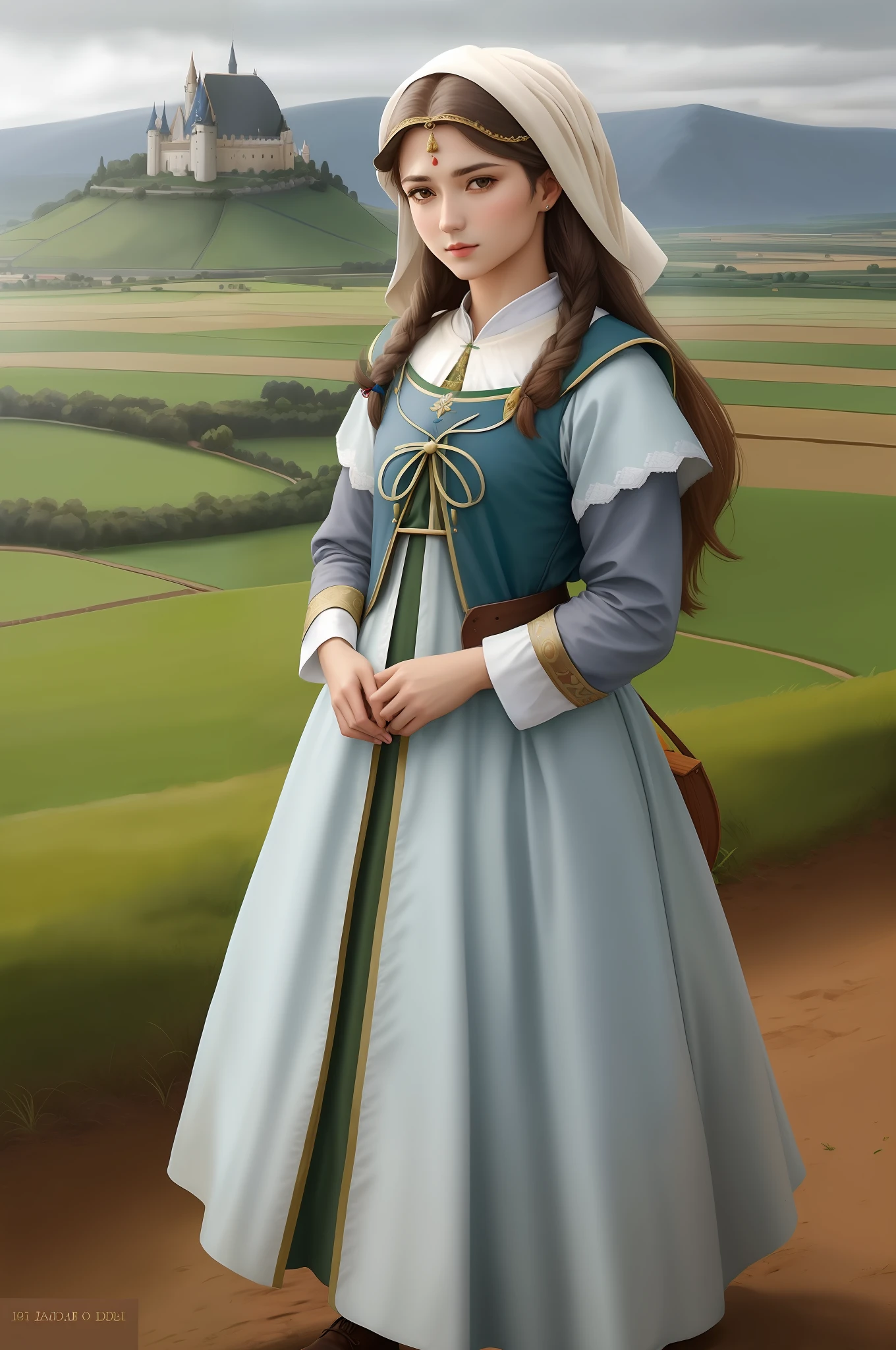 (1 rei do gado::1.5) Standing on a hill, standing in the plains of rohan, inspired by moses van Uyttenbroeck, como um personagem de fantasia medieval, usando roupas vikings, foto de retrato de pintura fosca, in historic clothing, vestidos com roupas medievais, old english garb, vestindo roupas medievais, 17th century Dutch costume, promocional ainda