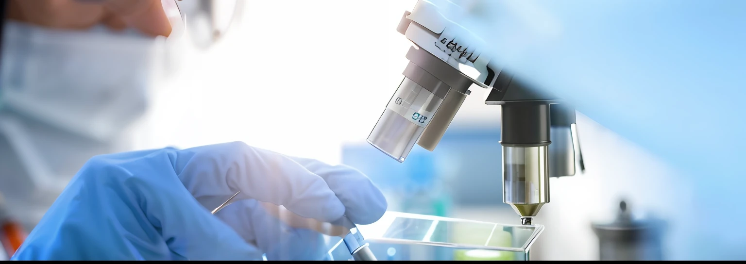 Someone is looking through a microscope at a glass containing liquid, pathology sample test tubes, microscope, scientific research, microscopy, handling laboratory equipment, Photographic microscope, medical lab, microscopic view, medium wide shot, microscopic picture, Medical photography, a microscopic photo, organism, in a lab, the scientist, Scientific, microscopic photo, medical lab