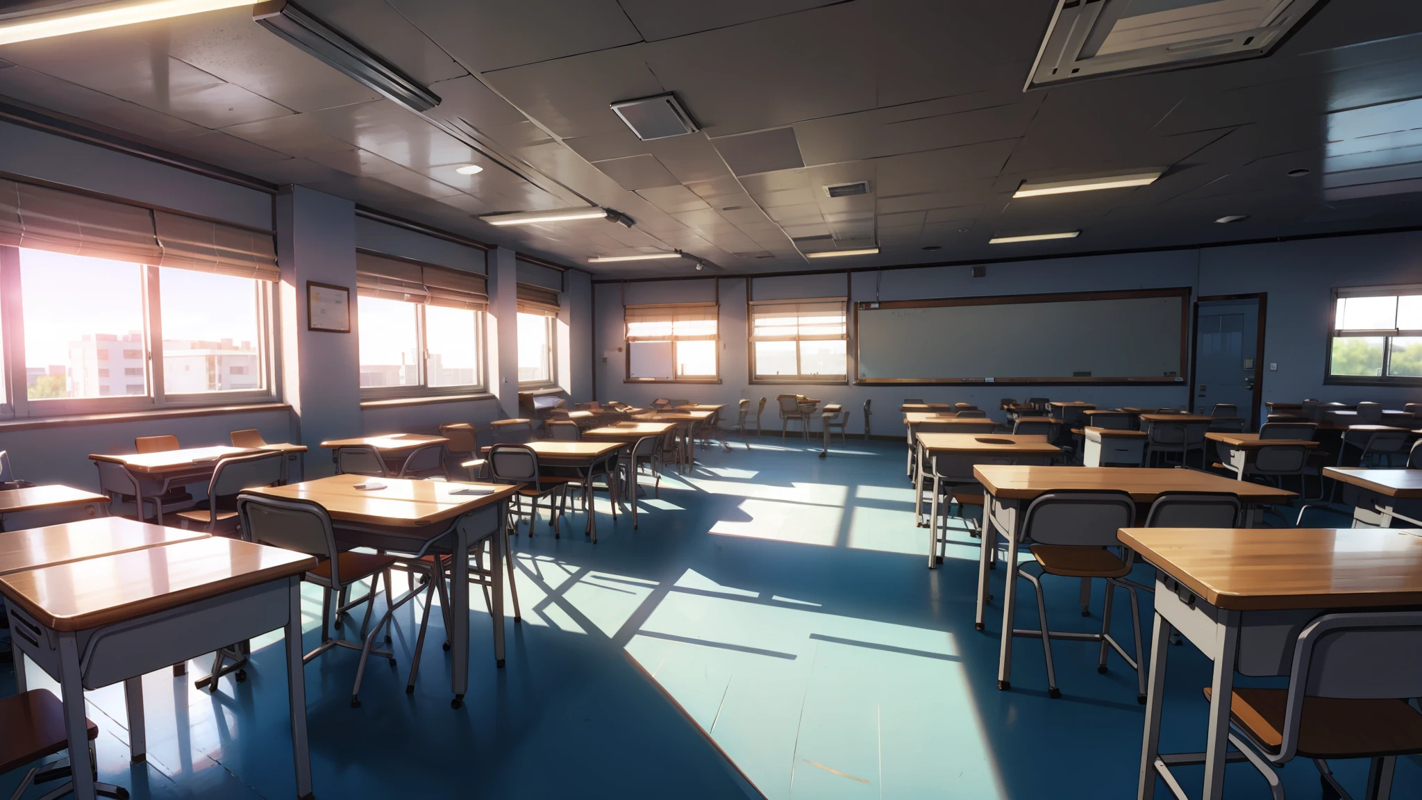 high school classroom,A picture of a desk falling down
