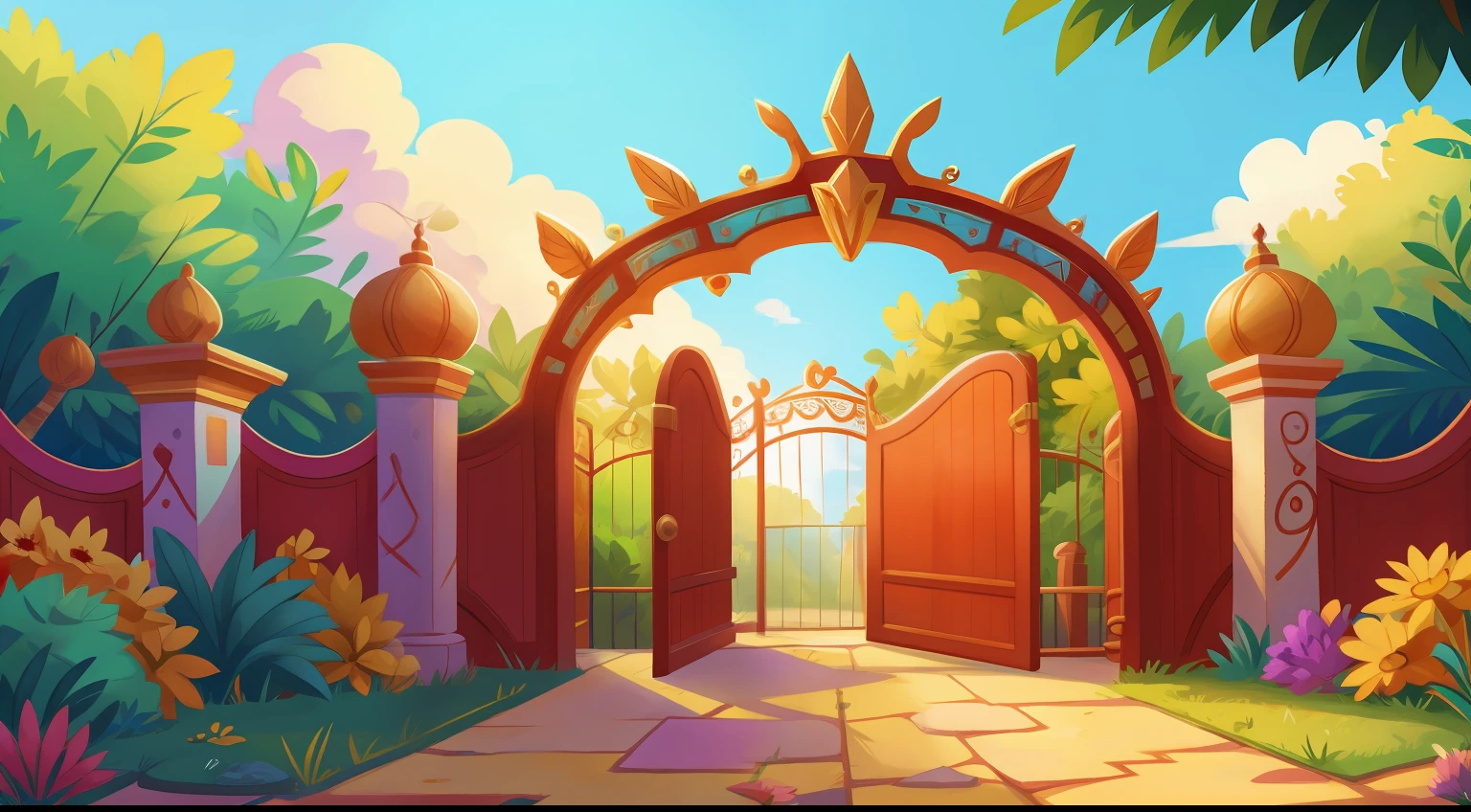plethora of colors,detail-rich,Zoo gates,simplebackground