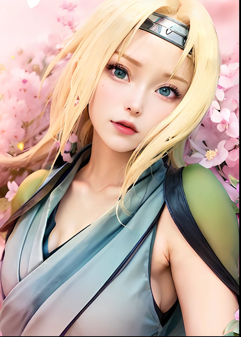 a woman with blonde hair and blue eyes in a green dress, tsunade from naruto, haruno sakura, sakura haruno, from naruto, rin, sakura haruno in slug sage mode, kunoichi, annie leonhart, looking like annie leonhart, female anime character, itatchi uchiha, naruto, rei hiroe, inspired by Maki Haku