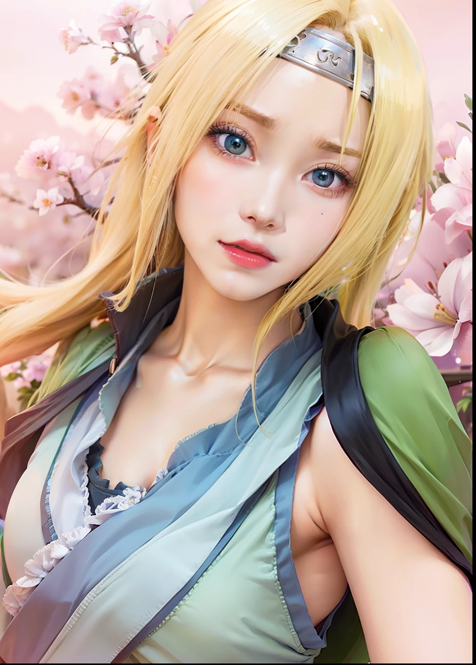 a woman with blonde hair and blue eyes in a green dress, tsunade from naruto, haruno sakura, sakura haruno, from naruto, rin, sakura haruno in slug sage mode, kunoichi, annie leonhart, looking like annie leonhart, female anime character, itatchi uchiha, naruto, rei hiroe, inspired by Maki Haku