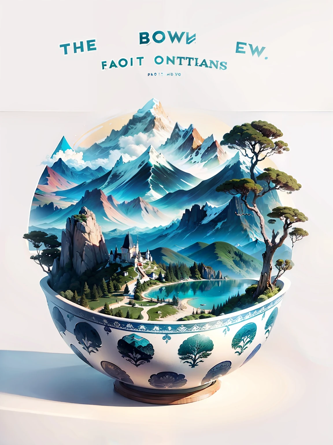 The bowl contains mountains and seas