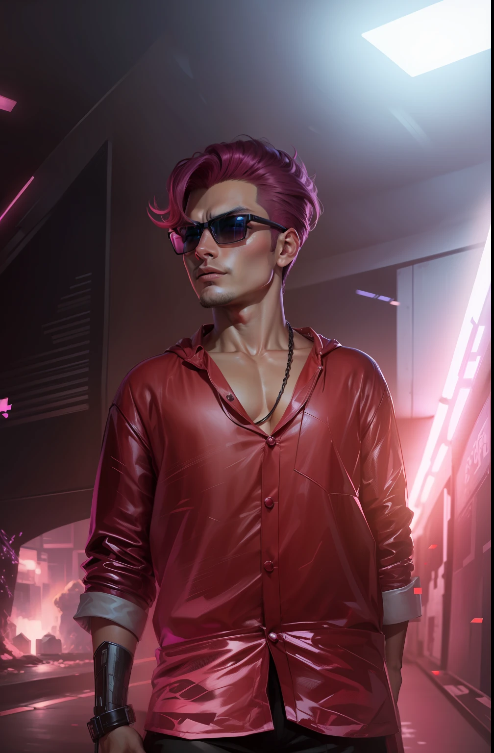 Chenge background. Cyber ponk. Realistic. Handsome boy.4k