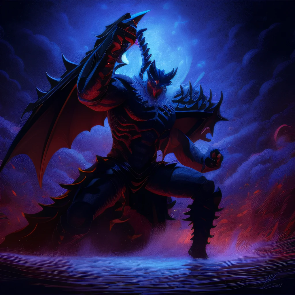 Hellbringers,Black scaled demon monster,coils, illustration, dream magical