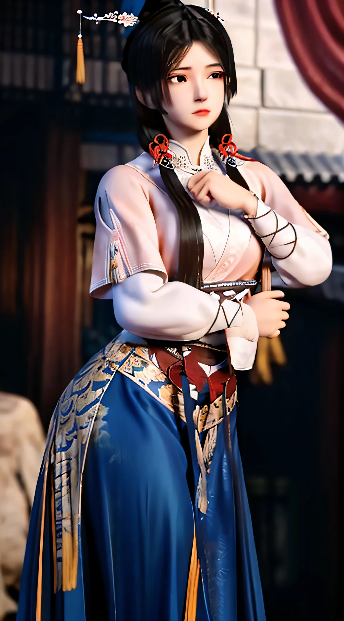 masterpiece,best quality,1girl, black_hair, breasts, china_dress, chinese_clothes, dress, hair_ornament,cowboy shot,dynamic pose, dynamic angle,