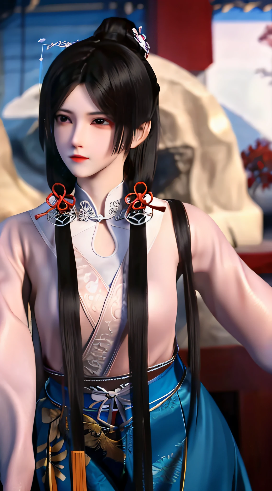 masterpiece,best quality,1girl, black_hair, breasts, china_dress, chinese_clothes, dress, hair_ornament,cowboy shot,dynamic pose, dynamic angle,