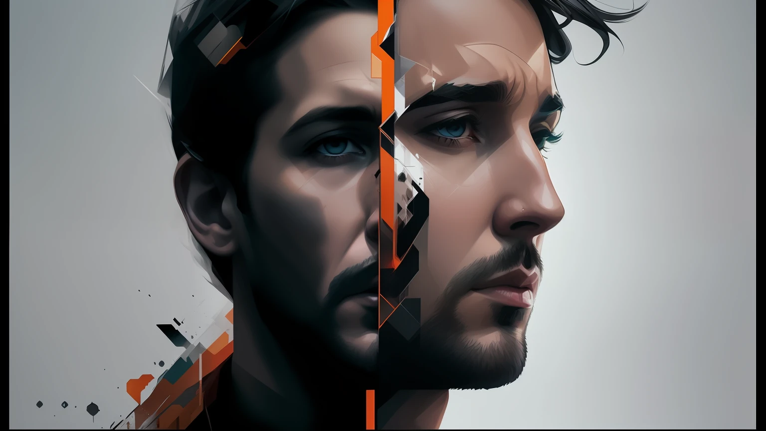 There is a man with a torn face and a torn face, Retrato VFX altamente detalhado, retrato vfx altamente detalhado de, dramatic artwork, 4 k asymmetrical portrait, Cinematic realistic portrait, Hyper-realistic VFX simulation, cinematic portrayal, cinematic digital art, Hiper-realismo misturado com 2 D, retrato de alta qualidade, Liam Brazier e Nielly, photorealistic music album cover