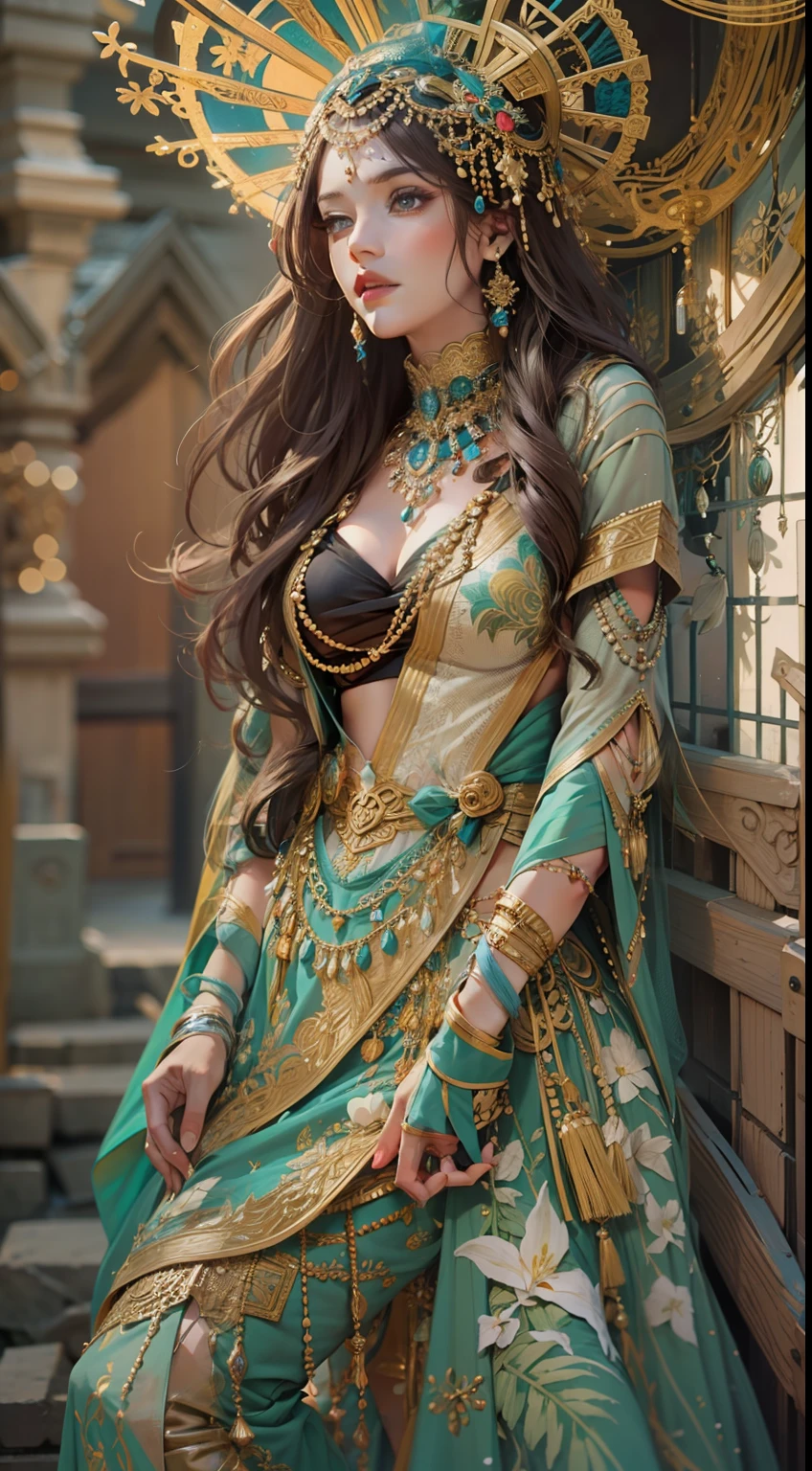 Beautiful woman in intricate Artistic and Creative Outfit