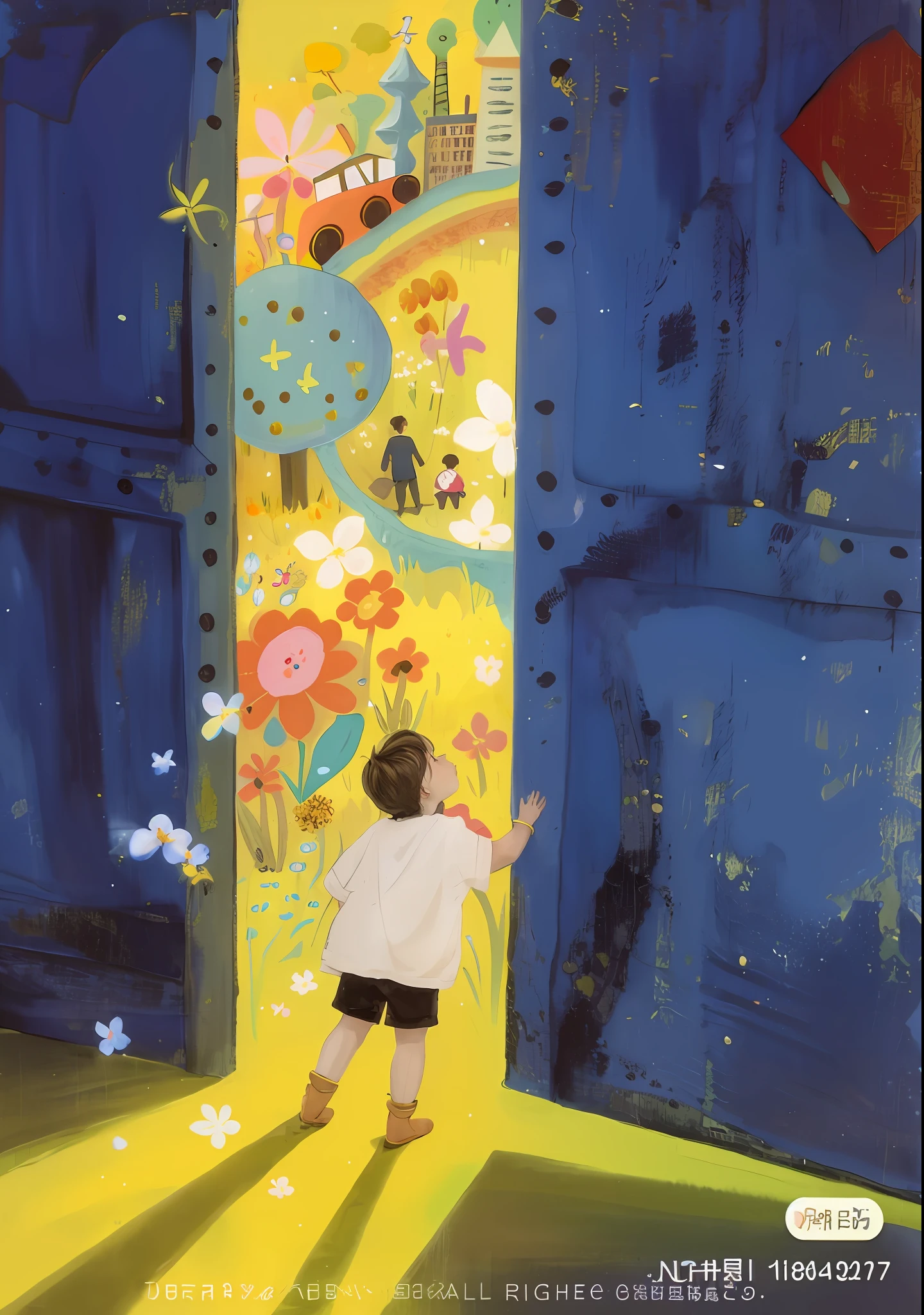 Yellow,Bright world,younge boy,bit girl,Brush in hand,dreamworld