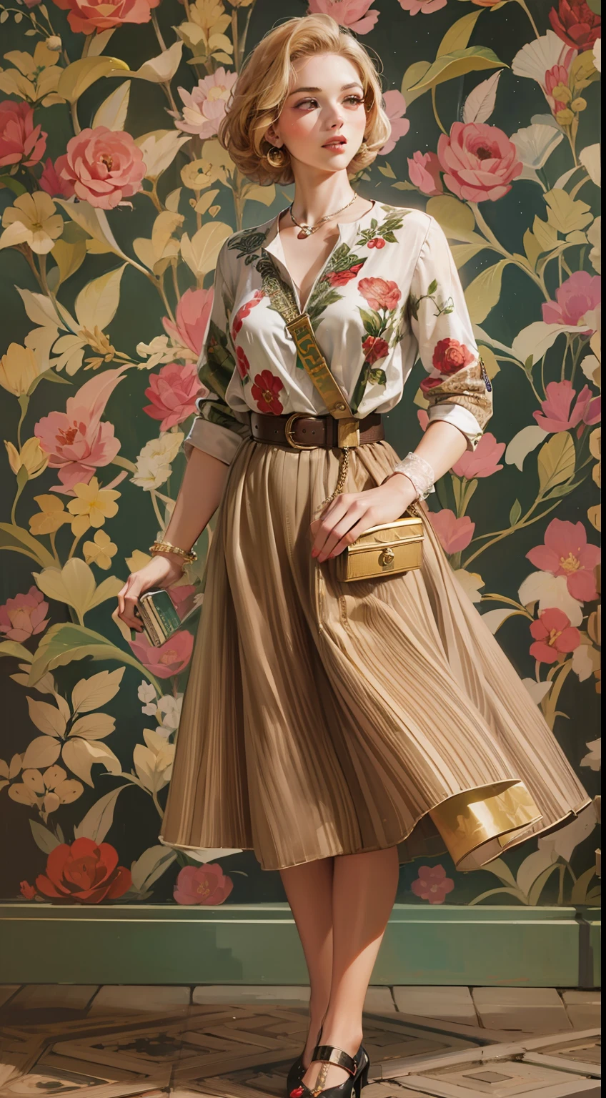 Beautiful woman in intricate Retro 40s Outfit