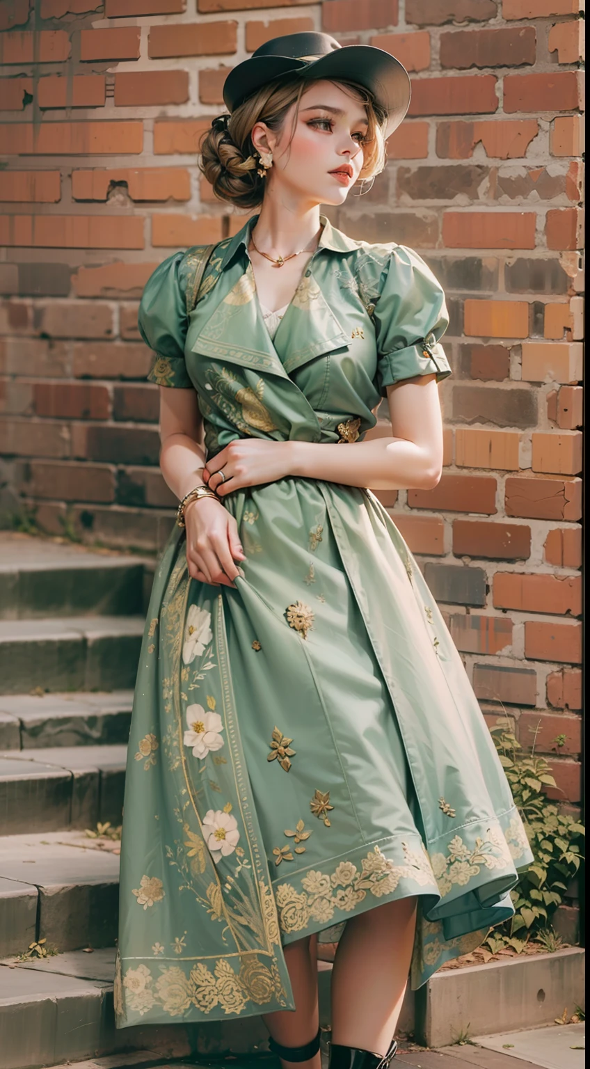 Beautiful woman in intricate Retro 40s Outfit