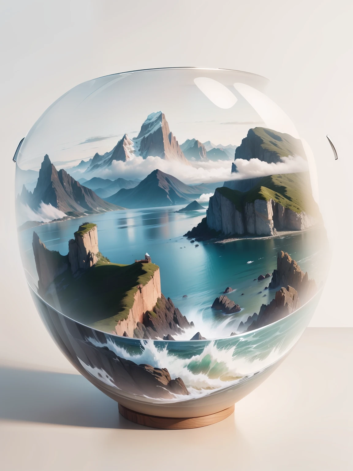 The bowl contains mountains and the sea，National tide wind