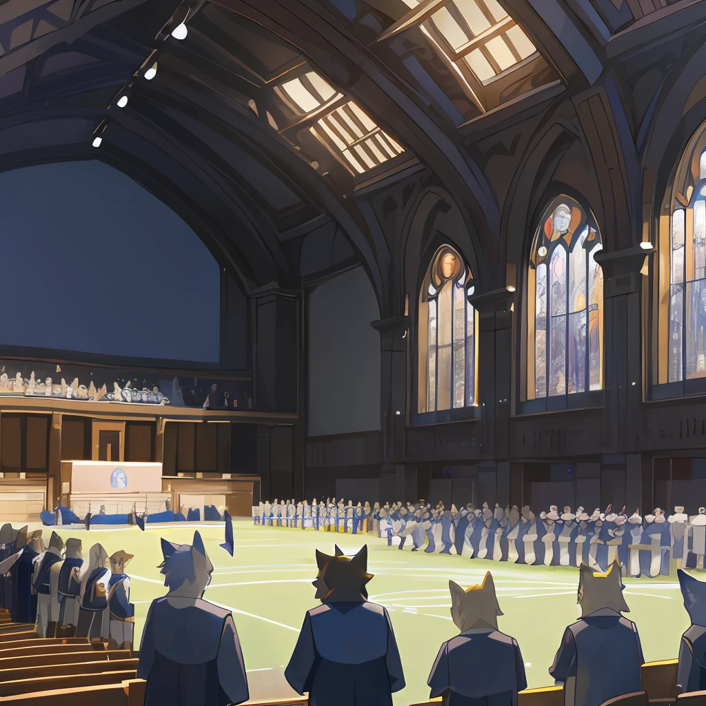 dynamic angle, top quality, best quality, High-quality illustrations, masterpiece, super high resolution, detailed background, detailed background, School Graduation Ceremony, group shot:0.1, 3+boys, 3+girls, absurdres(highly detailed beautiful face and eyes)perfect anatomy, expression, good lighting, cinematic shadow(kemono, furry anthro),