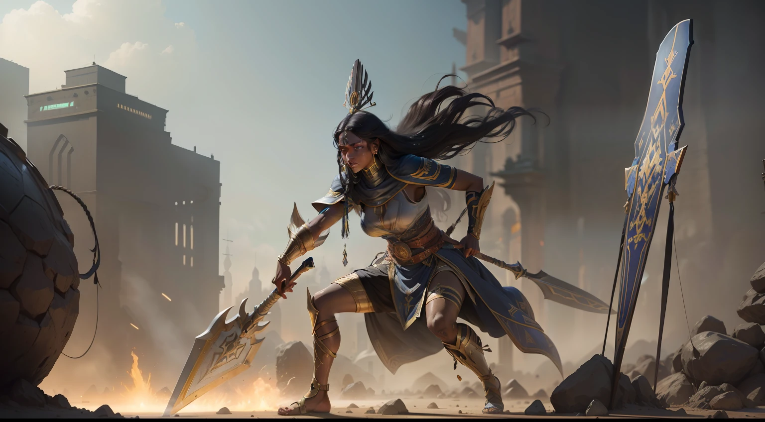 AXUM warriors were fierce fighters and adept in using spears, shields, and battle-axes, sharp focus, emitting diodes, smoke, artillery, sparks, racks, system unit, motherboard, by pascal blanche rutkowski repin artstation hyperrealism painting concept art of detailed character design matte painting, 4 k resolution blade runner