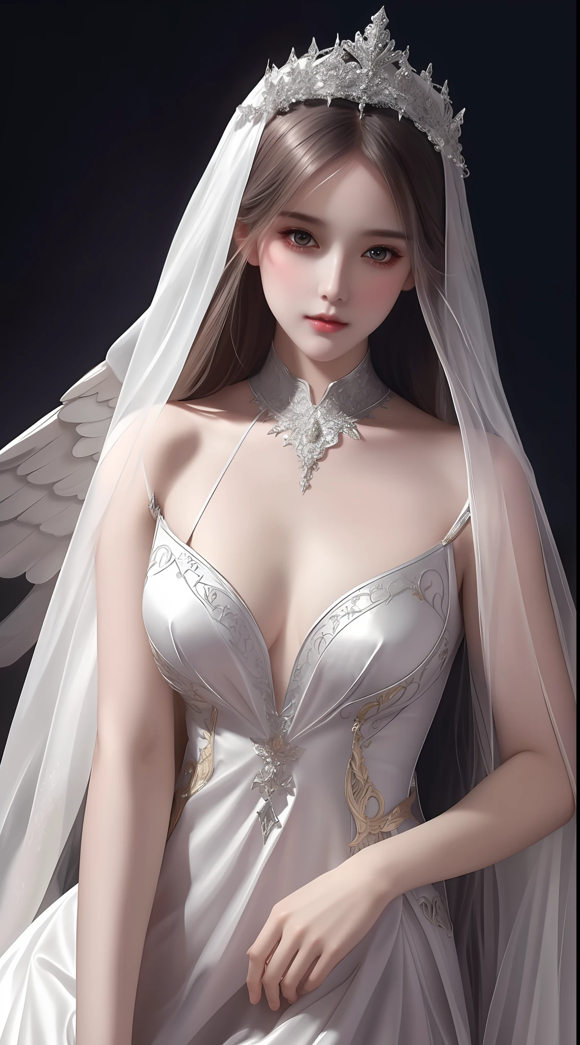 the perfect human model cute angelic girl posing, accurate details, detailed face, fantasy silver clothes, dramatic, intricate, elegant, highly detailed, digital painting, artstation, concept art, smooth, sharp focus, illustration, art by gustave dore, octane render, 4k