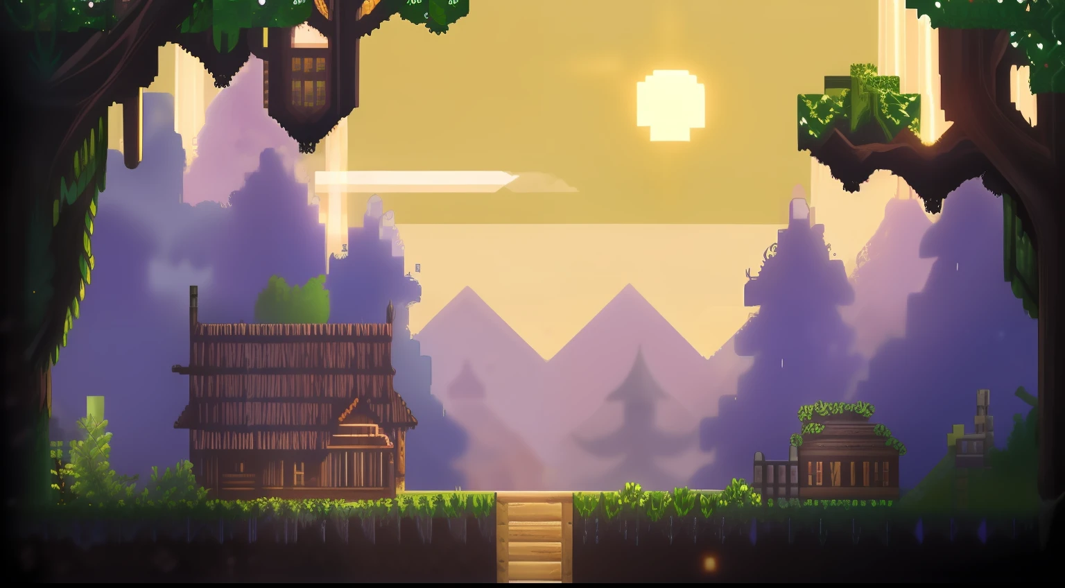 Image style: Pixel art, ultra detailed, game setting. Kingdom of Light Restored:
As the player progresses on his journey, restoring the light and defeating the dark lords, the game's setting begins to gradually change. Darkness gives way to bright rays of sunshine, vegetation regains its exuberance, and the inhabitants of the kingdom find renewed hope. The villages are rebuilt, and the atmosphere is filled with joy and gratitude.