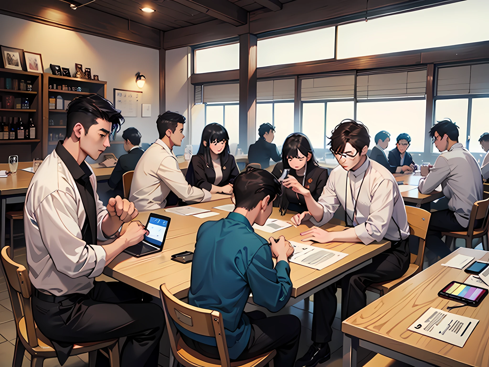 超高分辨率,Best quality group of people looking at phones