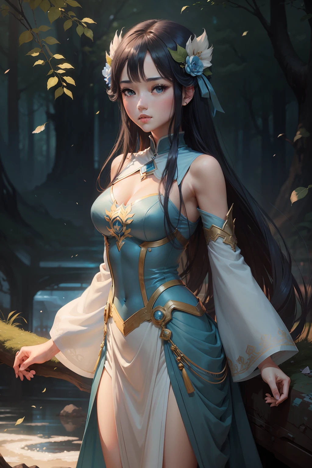 Female avatar，High-quality paintings，dream style，Ethereal and charming，Enchanting anime style，Blue tone performance，Gentle temperament。