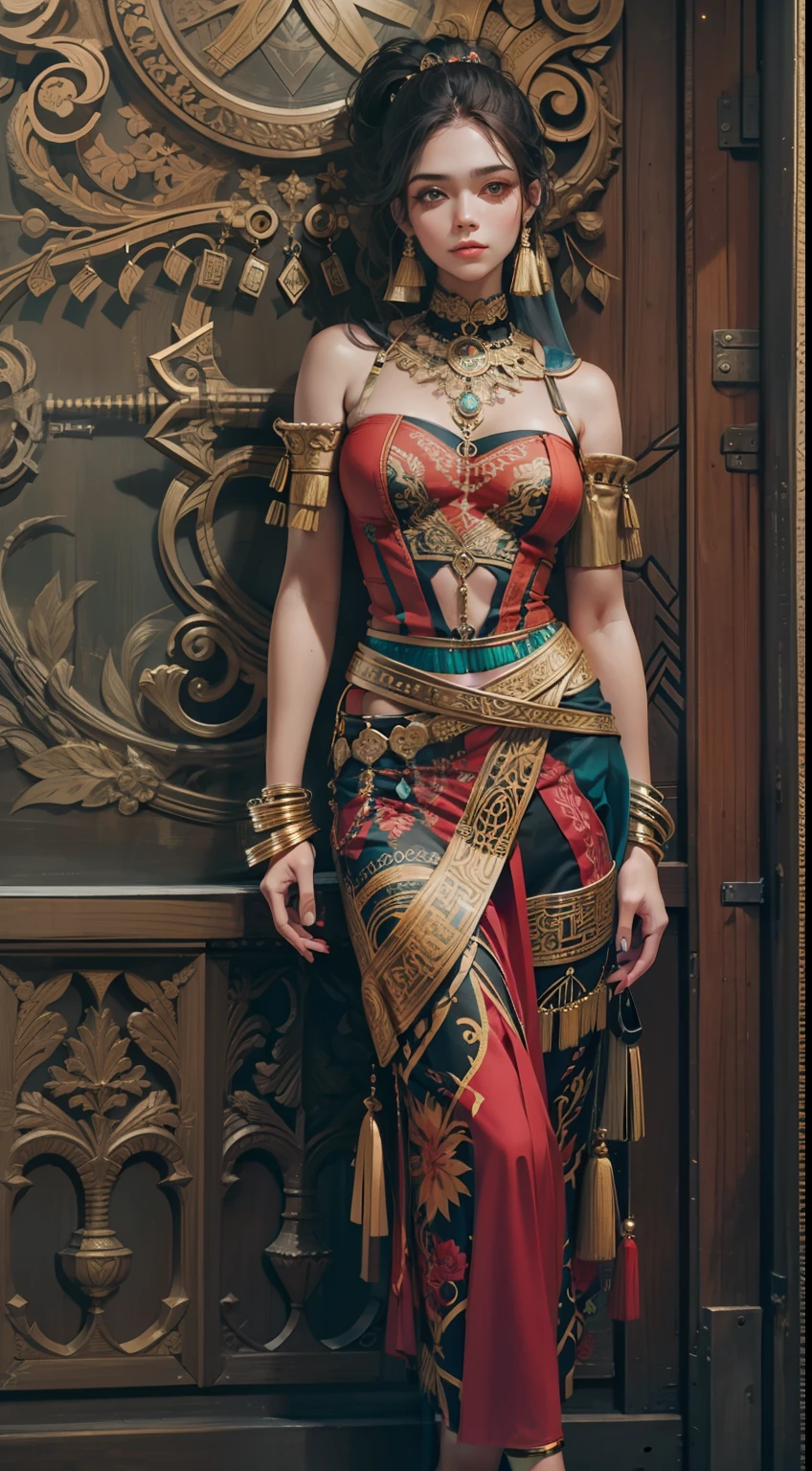 Beautiful woman in intricate Tribal Urban Outfit