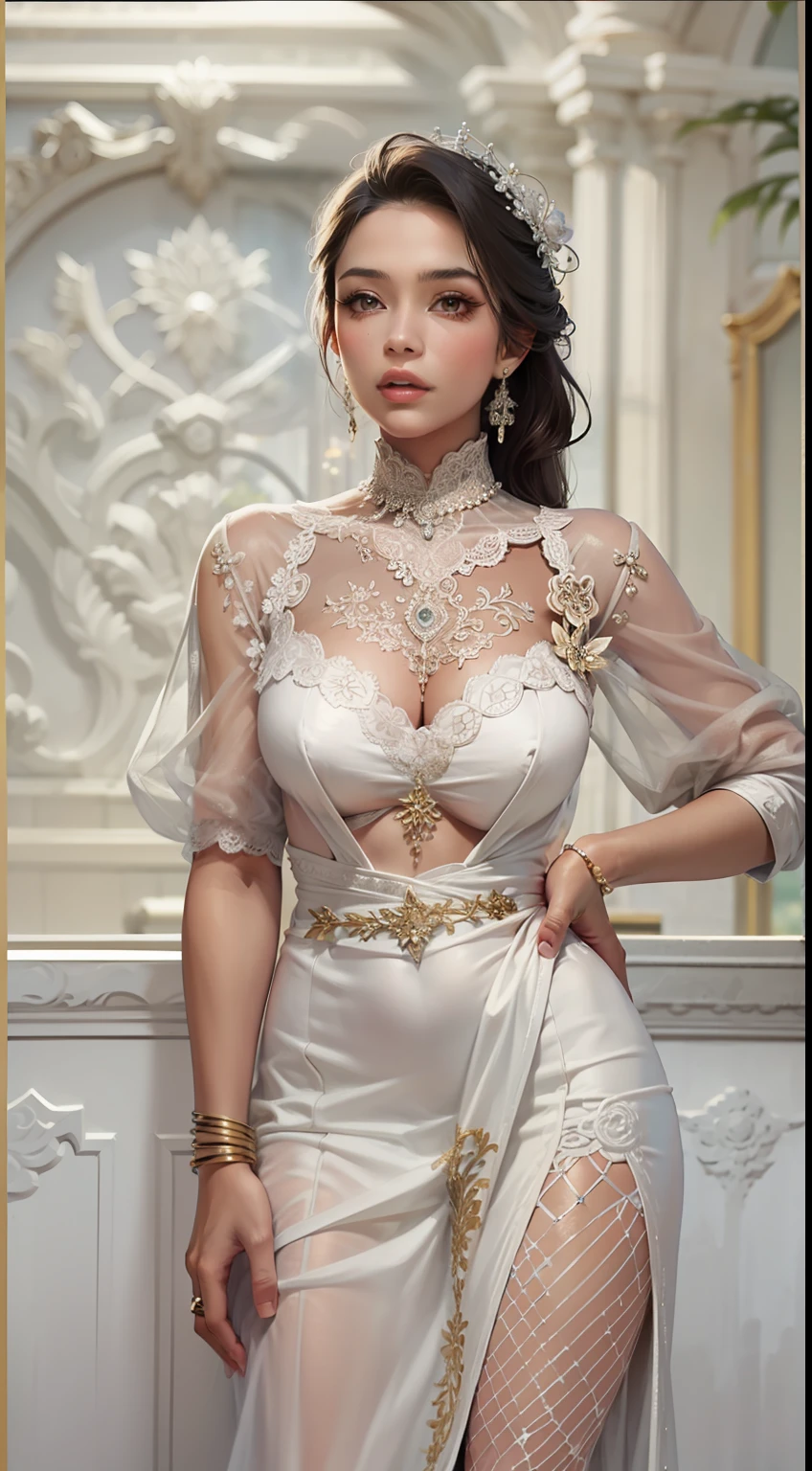 Beautiful woman in intricate Elegant and Sophisticated Outfit