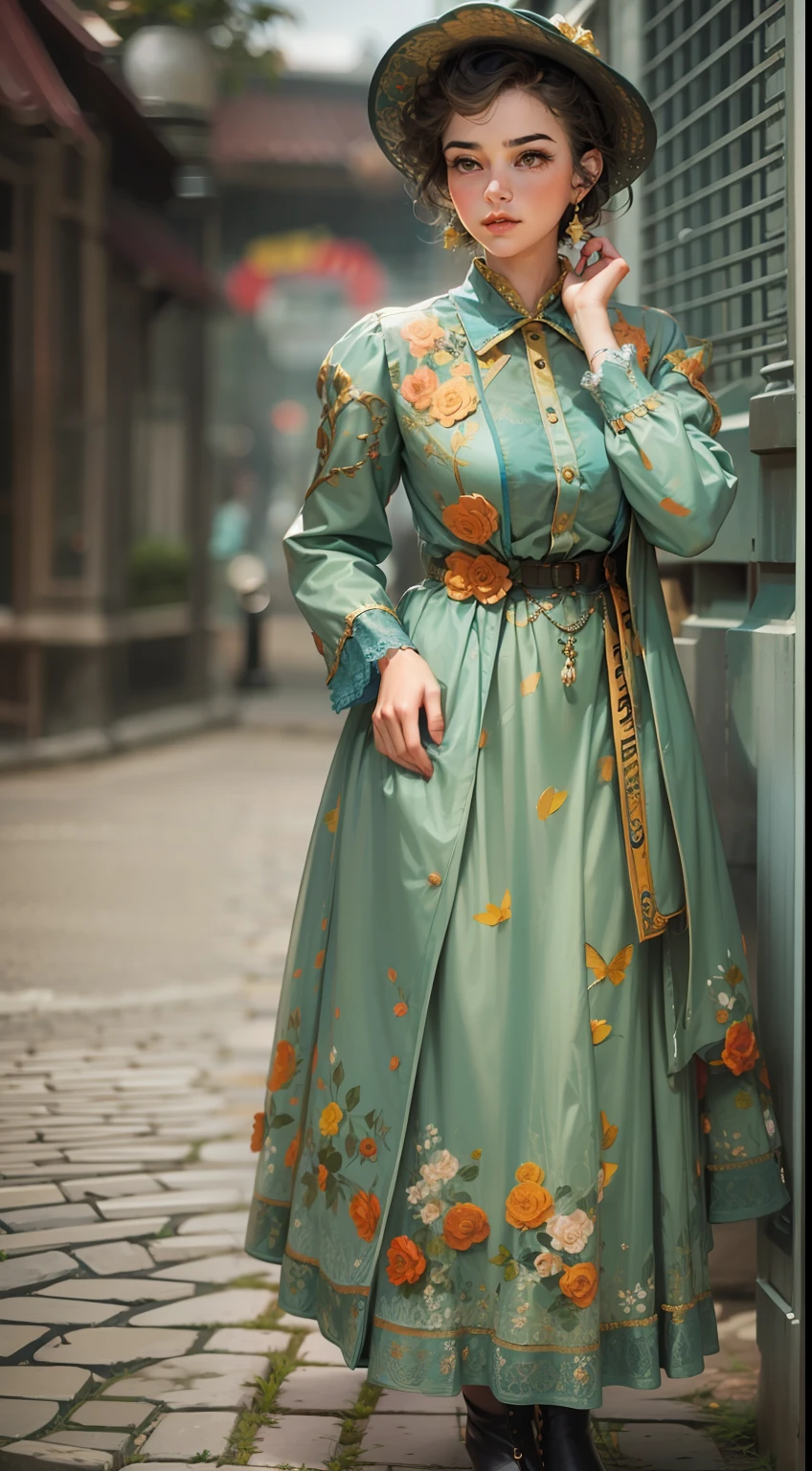 Beautiful woman in intricate Vintage Nostalgia Outfit